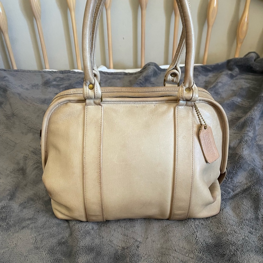 Vintage Coach Cream Leather Handbag